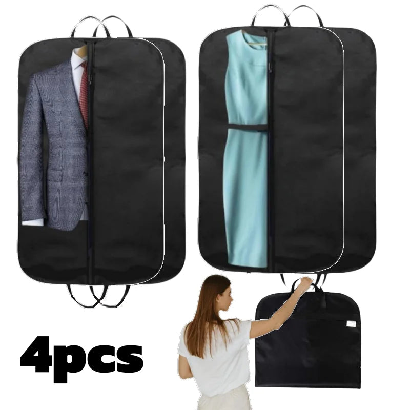1/4pcs Suit Storage Bags Non-Woven Garment Bag Set with Handle for Closet Organization Dustproof Wedding Dress Protection Cover