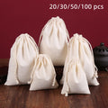 50/100 Pcs/Lot 100% Cotton Drawstring Storage Bags for Gift Package Christmas Party Wedding Craft Packing Plain Pouches