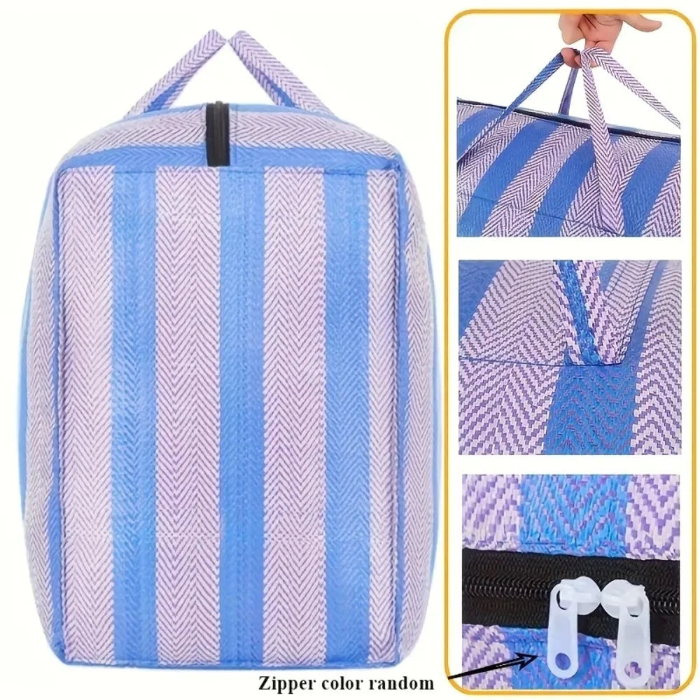 180L Large-capacity Car Travel Storage Bag, 2026Thickened Blue and White Nylon Bag, Duffel Bag, Portable Moving Bag