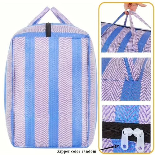 180L Large-capacity Car Travel Storage Bag, 2026Thickened Blue and White Nylon Bag, Duffel Bag, Portable Moving Bag